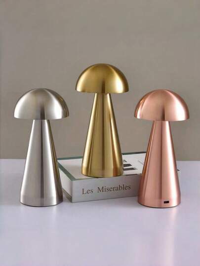 1个USB充电式触摸LED蘑菇灯，3种颜色可调光夜灯，适用于卧室、客厅、餐厅、酒吧装饰，现代可爱家居饰品，必备礼物