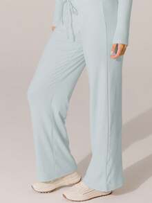 Aralina Soft Knit Texture High-Waisted Lounge Pants - Baby Blue - View 4