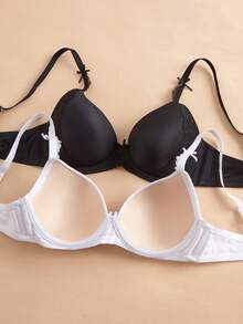 DesireSculpt 2pcs Smooth Seamless Wireless Lightly Padded Supportive Basic Everyday Bras - Multicolor - View 1