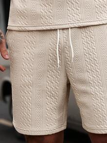 Manfinity CasualCool Men's Solid Color Button-Up Polo Shirt And Slant Pocket Shorts Set Cream Outfit Men Men Summer Sweatsuit Men Two Piece Set Summer Men Two Piece Casual Short Sets Men Co Ord Set Old Money,Daily Leisure, Weekend Trips, Outdoor Activities, Travel Expeditions, Relaxed Work Environments Or Semi-Formal Occasions, Boyfriend/Husband Gift, Anniversary /Birthday Gift Party Summer Vacation Holiday New Years Wedding Valentine's Day Beige Men Outfit - Apricot - View 6