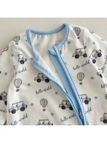 Loomiva Newborn Baby Girl Cartoon Animal Pattern Knitted Soft Crew Neck Long Sleeve Romper - Blue - View 5