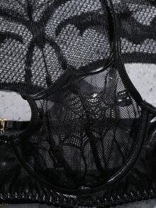 2pcs Women's Sexy Halter Neck Lingerie Set, Black