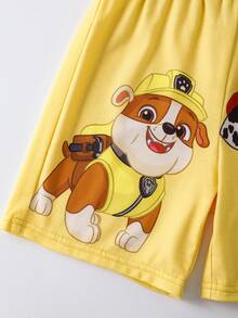 SHEIN | PAW Patrol Young Boy Cartoon Dog Print Short Sleeve T-Shirt And Shorts Set, Casual Daily Commute, Summer - Yellow - View 7