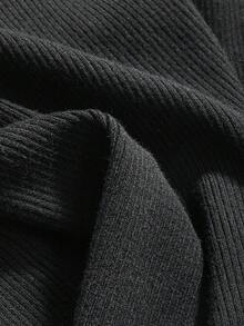 DAZY Casual Business Solid Color Slim Fit Sweater - Black - View 8
