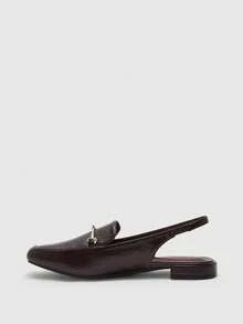 CUCCOO BIZCHIC Women's Square Toe Flat Low Heel Black British Style Comfortable Commute Versatile Backless Mule Flats - Oily burgundy - View 9