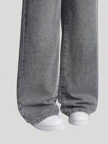 Explorewe Teenage Boys' Vintage Washed Gray Loose Fit Wide Leg Casual Jeans, American Style High Street All-Match Denim Pants - Black - View 8