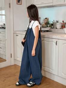 Dazy Kids Tween Girl Striped Print Casual Jumpsuit - Blue - View 7