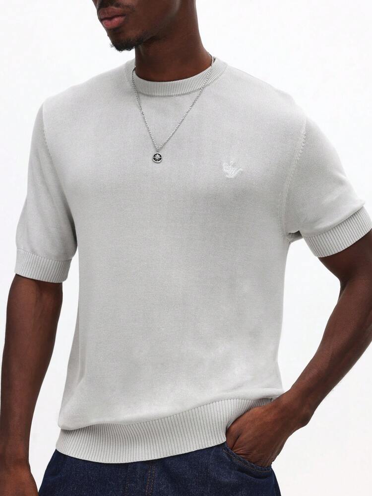 T-shirt en maille à manches courtes et coupe carrée avec logo