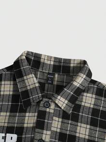 ROMWE MEN Men's Casual Plaid & Figure Print Wool Blend Jacket, Spring/Autumn - Multicolor - View 4