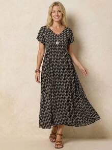 Faunlyn Allover Print High Waist Dress - Multicolor - View 5