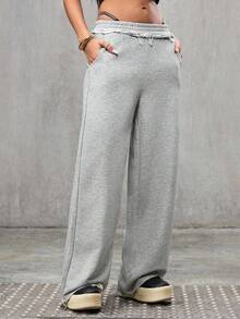 SHEIN How to Train Your Dragon Pantalones de chándal casuales con bolsillo en diagonal y estampado de dibujos animados para mujer - Gris - Ver 6