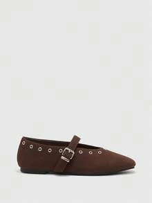 CUCCOO BIZCHIC Women Casual Versatile Minimalist Commuting Solid Color Buckle Flats For Christmas - Brown - View 3