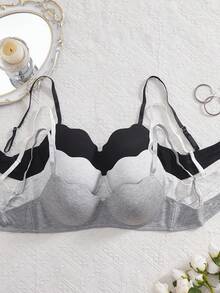DesireSculpt Bộ 3 áo ngực nữ đơn giản, thoải mái, có đệm, nâng đỡ và tạo dáng. - Nhiều màu - Xem 3