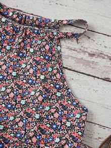 Rusticease Áo camisole nữ kiểu dáng thường ngày, hở lưng, thắt nơ, họa tiết hoa nhí. - Hồng - Xem 8