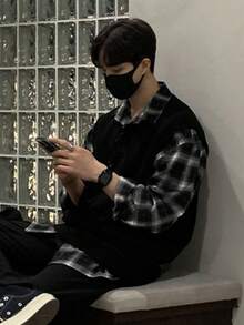 DAZY 男士纯黑色V领针织背心，适合通勤，春夏穿着 - 黑色 - 查看 5