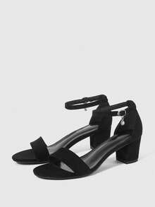 Sleekvia 女士优雅踝带凉鞋，时尚纯色厚底高跟鞋，圆头粗跟搭扣设计，适合婚礼、休闲、度假、约会、办公、通勤等场合，亦可作为礼物。 - 黑色 - 查看 4