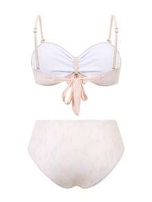 Sweetra Conjunto de bikini de 3 piezas talla grande para mujer 2026, traje de baño de verano minimalista para la playa - Rosa - Ver 4