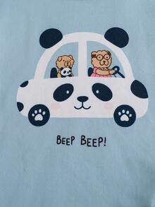 4pcs/Set Toddler Boys' Cartoon Dinosaur Print Crew Neck Long Sleeve Pajama Set - Multicolor - View 7