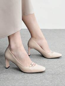 CUCCOO BIZCHIC Women's Fashion Versatile Commuting Minimalist Pointed Toe Pumps For Christmas Spring Shoes - Apricot - View 3