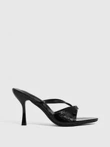 CUCCOO SZL Women's Buckle Design Fashionable Elegant High Heel Party Sandals - Black - View 2