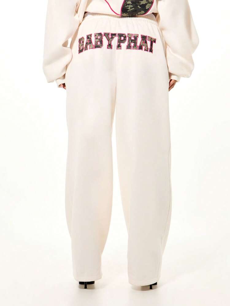 BABYPHAT Comfortable Baggy Joggers With Camouflage Print Details And Star Graphics For Casual Loungewear Wide Leg Sweatpants White Sweat Pants Cream Pants Baggy Sweats Sweats For Women