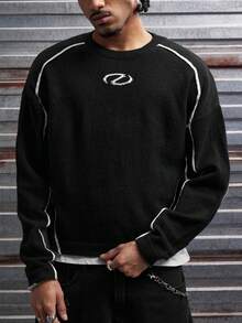 AXEPEAK Men's Casual Colorblock Patchwork Knit Sweater, Autumn/Winter - Black - View 3