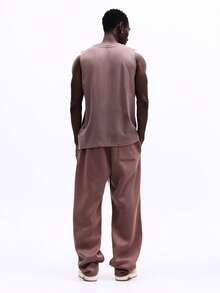 SUMWON Washed Tank Top And Sweatpants Co-Ord Set Crew Neck Sleeveless Drawstring Waist Relaxed Fit Loungewear Matching Set Comfortable Casual Everyday Outfit Two Piece - Coffee Brown - View 2