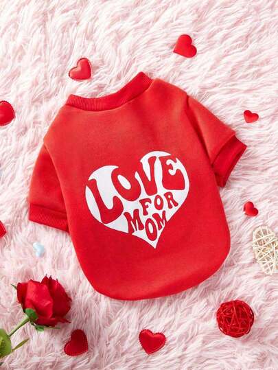 PETSIN 1 Pc Valentine's Day Oversized Pet Love Letter & Heart Print Warm Sweatshirt For Cats And Dogs