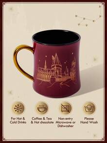 HARRY POTTER X SHEIN 400 Ml Ceramic College Logo Printed Mug,Gifts,Back To School - Burgundy - View 3