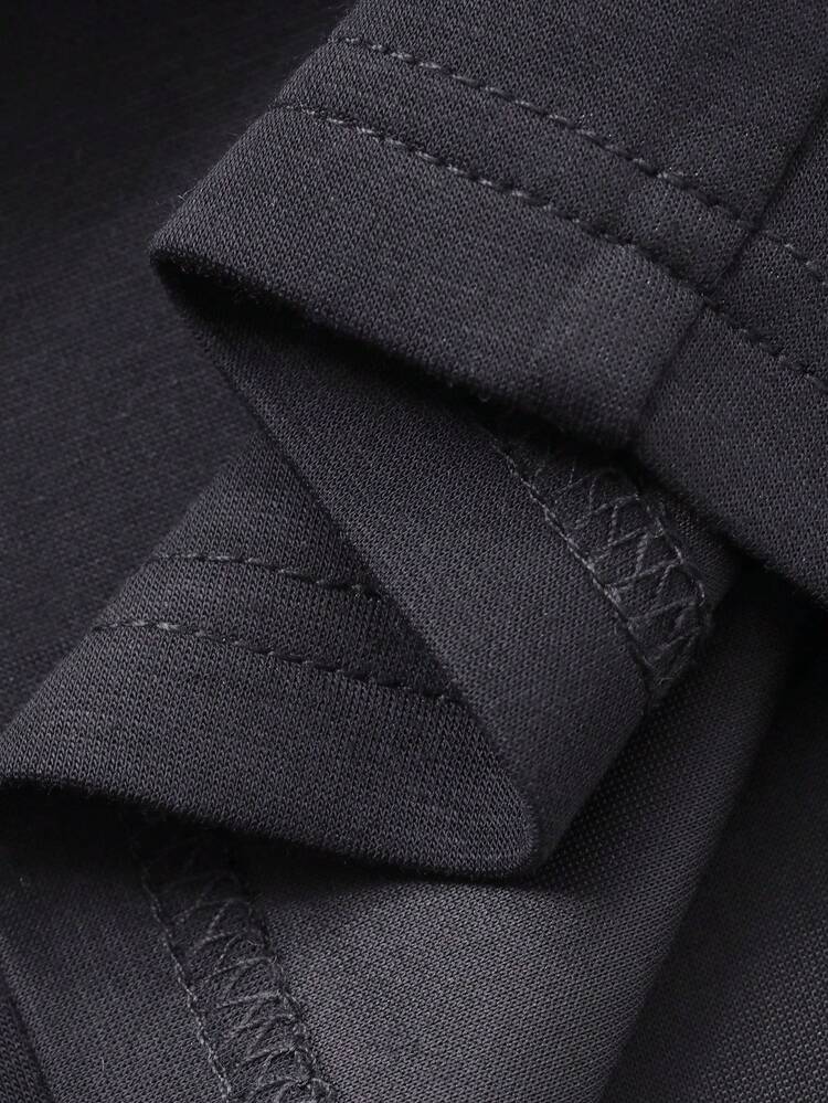 Men's Solid Gray Half-Zip Pullover Sweatshirt Set, Autumn