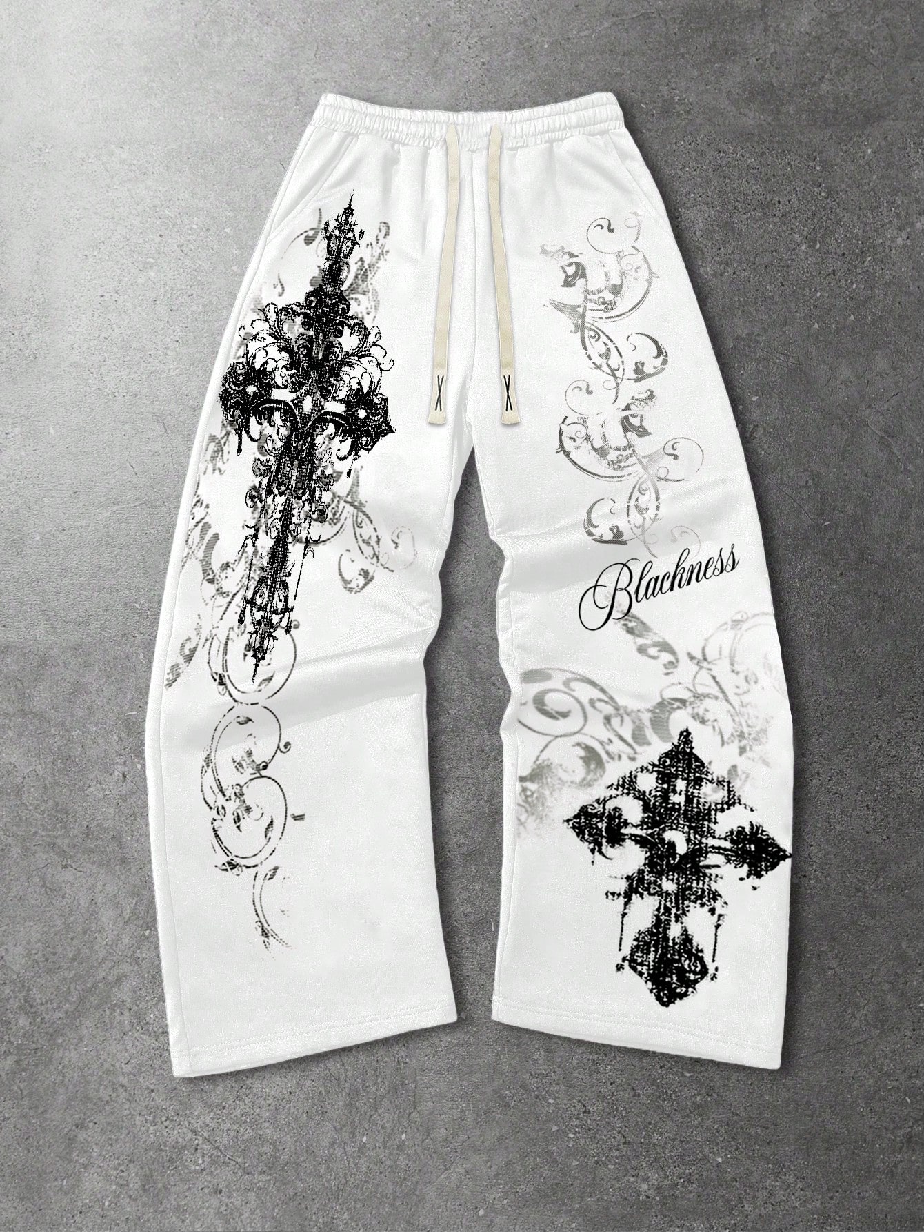 ROMWE MEN Cross Print Sweatpants