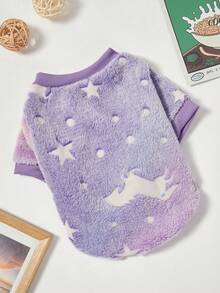 PETSIN 1件宠物扎染波点印花夜光保暖圆领狗狗衫，秋冬季 - 彩色 - 查看 2