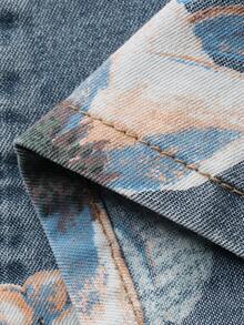 DAZY Tween Girls' Casual Floral Print Loose Wide Leg Jeans - Blue - View 4