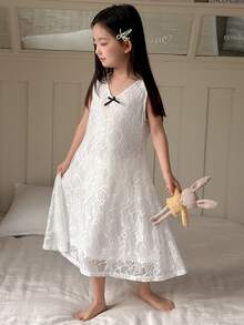 DAZY 女童（小号）V领蕾丝睡袍家居服