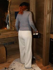 Gretanique 實色束口腰寬腿運動長褲 - 淺灰色 - 查看 2