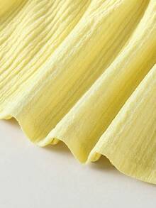 SHEIN 少女夏季海滩度假花卉刺绣吊带上衣和短裤套装 - 黃色 - 查看 6