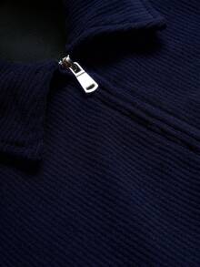 PAVTROS 男士简约黑色灯芯绒夹克 - 藏蓝色 - 查看 3