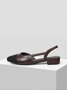 MOTF WOMEN COLORBLOCK SLINGBACKS FLATS VALENTINE'S DAY SPRING SHOES - Burgundy - View 4