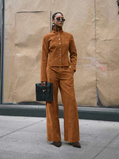 MUSERA Suedette Seam Detail Wide Jean Trousers Cool Girl, Streetstyle, Cute, Fall, Autumn, Winter