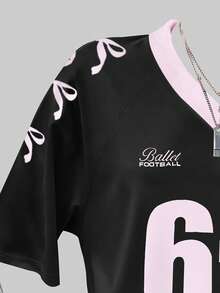 SHEIN ChillGRL Áo thun thể thao tay ngắn màu hồng dành cho bé gái - màu đen - Xem 4