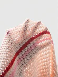 ROMWE MEN 男士条纹短袖单排扣休闲针织上衣 - 粉色 - 查看 5