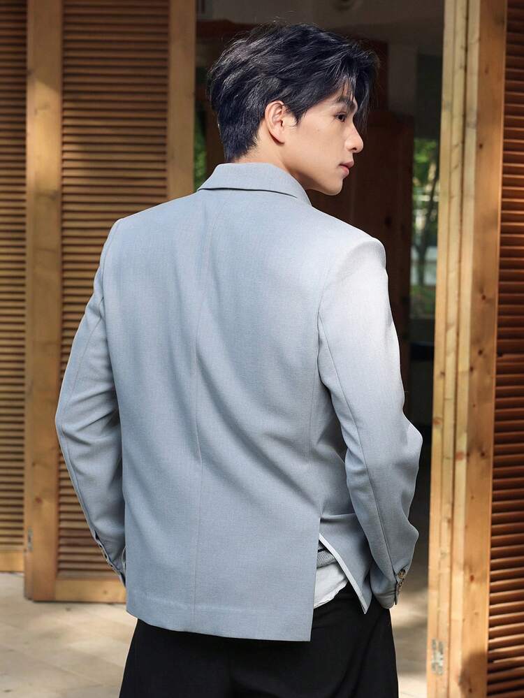 Men's Grey Casual Jacket, Suitable For Spring Party