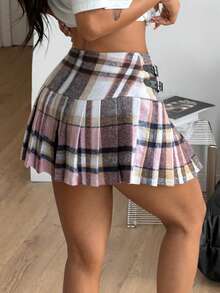 Coolane 女士 Y2K Coachella 黑白全设计迷你裙 - 粉色 - 查看 4