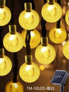 1条16/23/39英尺20/50/100 LED太阳能水晶球泡泡灯串，大型泡泡灯防水太阳能户外灯带，8种照明模式，太阳能灯串，适用于花园、露营、LED灯（多色/暖白/白）派对 - 黑色 - 查看 19