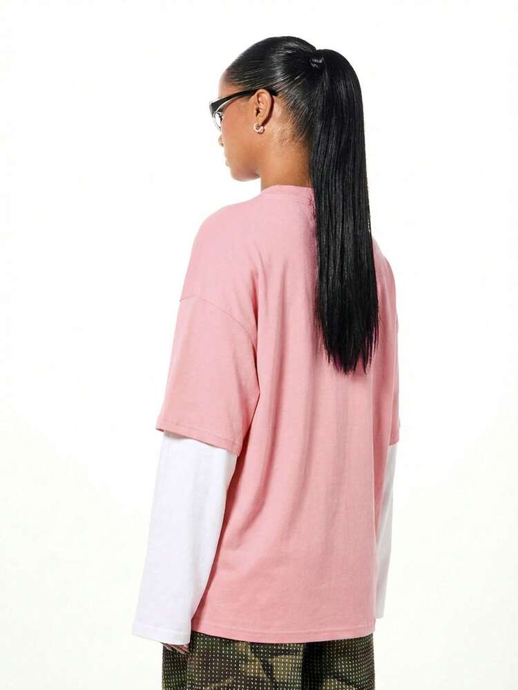 SUMWON WOMEN Oversized Crew Neck T-Shirt With Number Print