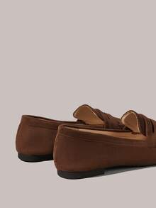 Styleloop Giày lười nữ màu nâu giả da lộn, thoải mái và tối giản, thích hợp cho kỳ nghỉ. - màu nâu - Xem 5