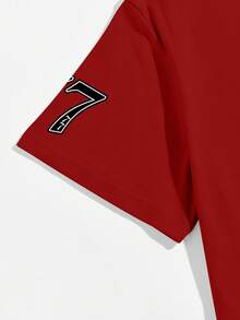 Manfinity EMRG Men's Letter Print Round Neck Casual Loose T-Shirt - Red - View 5