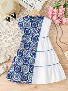 SHEIN Young Girl Embroidered Woven White Floral A-Line Dress,Summer Family Matching Sibling Outfits,Cute Elegant Vintage Party Wear For Holiday Festivals - Multicolor - View 3