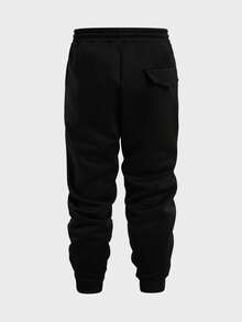 EASEVO Set Hoodie Kasual Ukuran Besar Pria, Sablon Hitam, Musim Semi/Gugur - Hitam - View 5