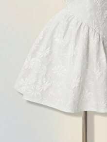 SHEIN ICON 女士提花露背连衣裙，性感优雅的宫廷风格 - 白色 - 查看 6